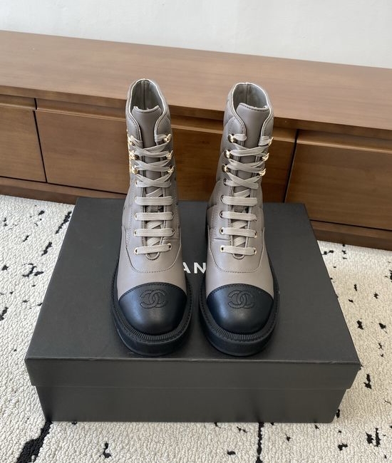 Chanel Cowhide Quilted Ankle Boots Non-slip Sole Comfortable Footwear