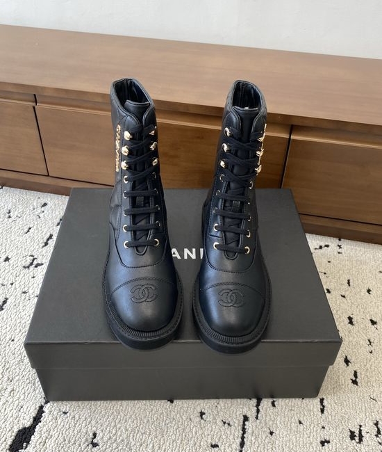 Chanel Cowhide Quilted Ankle Boots Non-slip Sole Comfortable Footwear