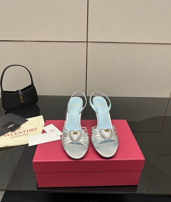 Valentino Pointed Toe Logo Buckle Leather Summer Sandals