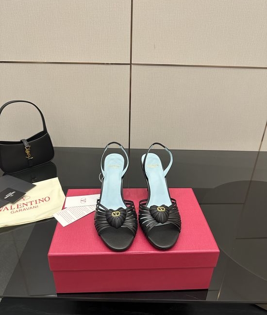 Valentino Pointed Toe Logo Buckle Leather Summer Sandals