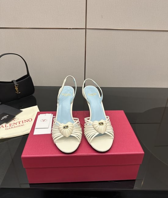 Valentino Pointed Toe Logo Buckle Leather Summer Sandals