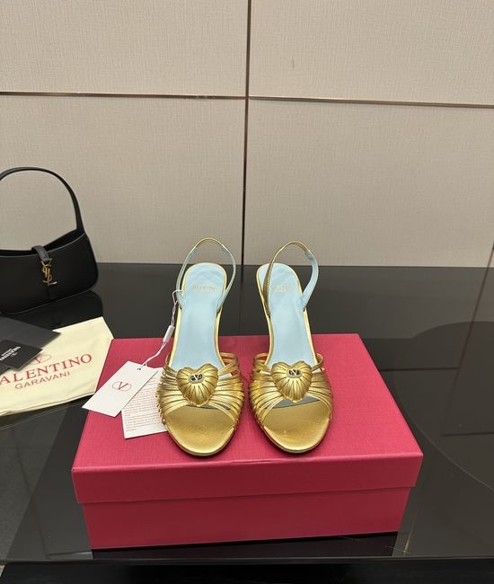 Valentino Pointed Toe Logo Buckle Leather Summer Sandals