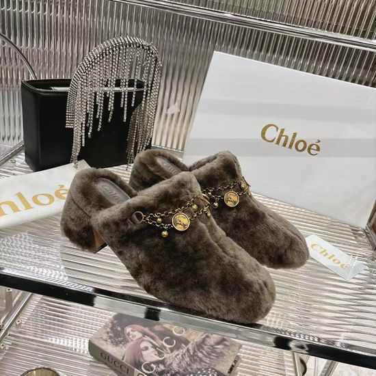 Loewe Genuine Fur Slippers Soft Leather Sole Non Slip