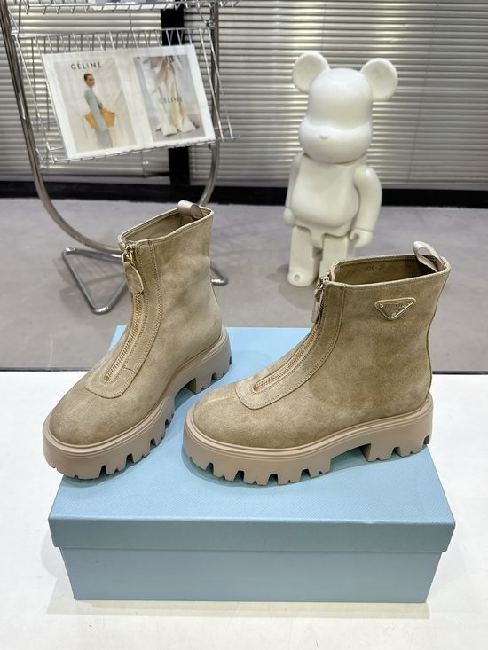Prada Slip On Leather Ankle Boots Lightweight Comfortable Stylish Footwear