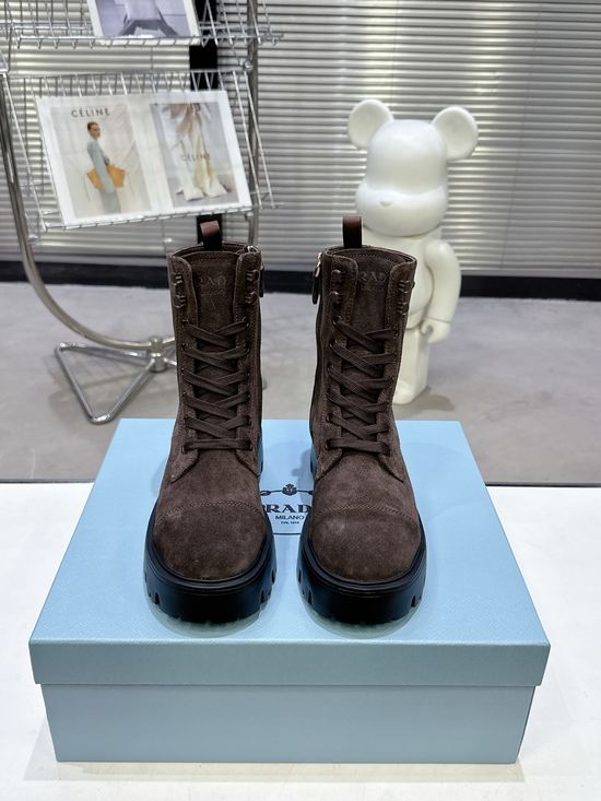 Prada Slip On Leather Ankle Boots Lightweight Comfortable Stylish Footwear