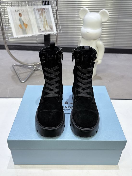 Prada Slip On Leather Ankle Boots Lightweight Comfortable Stylish Footwear