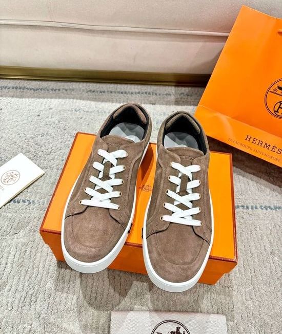 Hermes Genuine Leather Loafers Stitched Detail Non-slip Casual Shoes