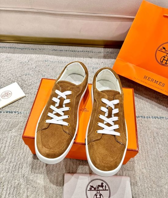 Hermes Genuine Leather Loafers Stitched Detail Non-slip Casual Shoes