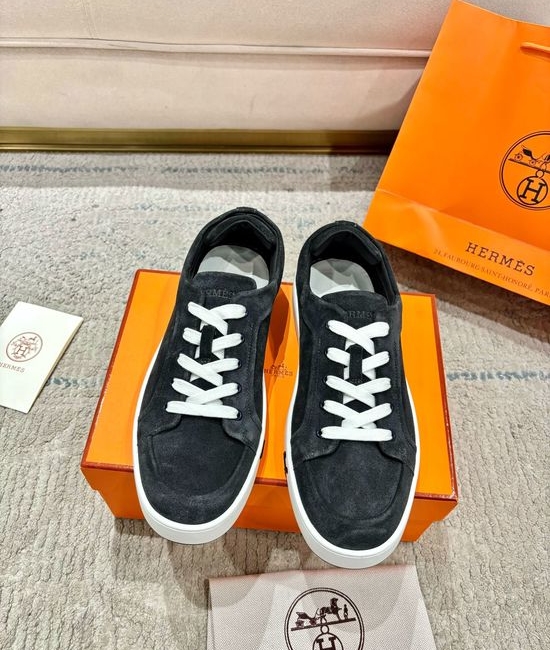 Hermes Genuine Leather Loafers Stitched Detail Non-slip Casual Shoes