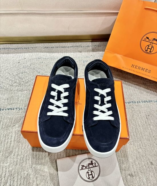 Hermes Genuine Leather Loafers Stitched Detail Non-slip Casual Shoes