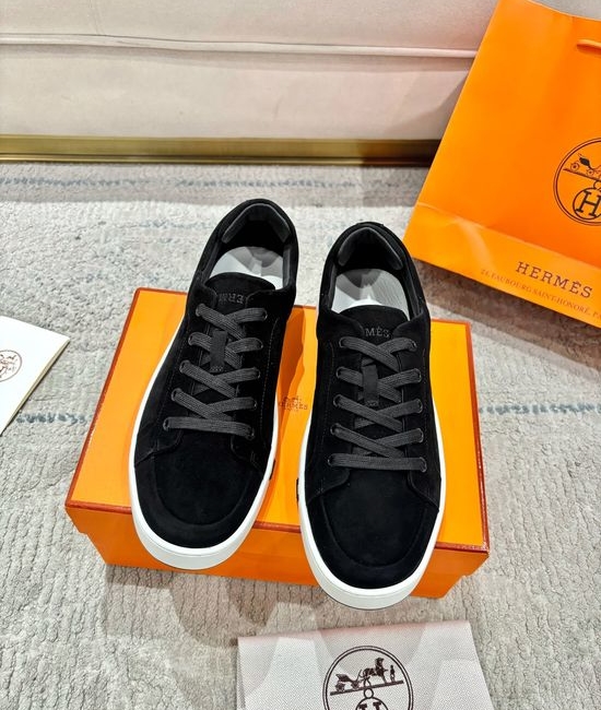 Hermes Genuine Leather Loafers Stitched Detail Non-slip Casual Shoes