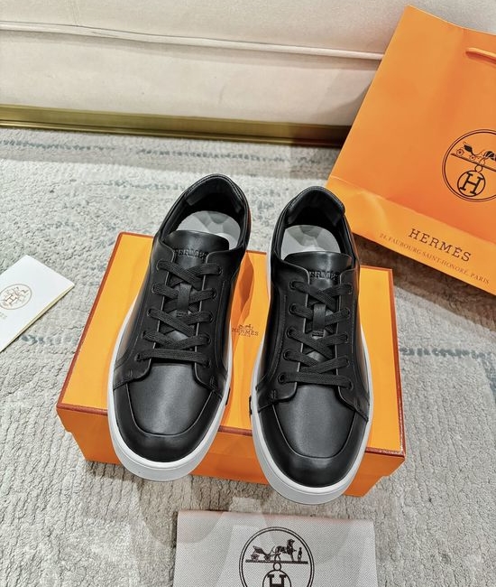 Hermes Genuine Leather Loafers Stitched Detail Non-slip Casual Shoes