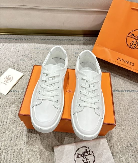 Hermes Genuine Leather Loafers Stitched Detail Non-slip Casual Shoes