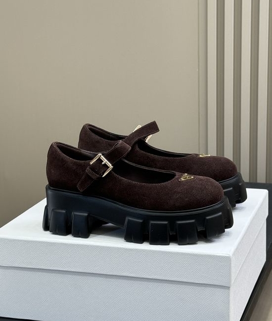 Prada Sweet Leather Mary Jane Shoes With Lightweight Chunky Sole