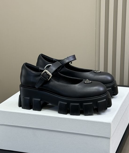 Prada Sweet Leather Mary Jane Shoes With Lightweight Chunky Sole