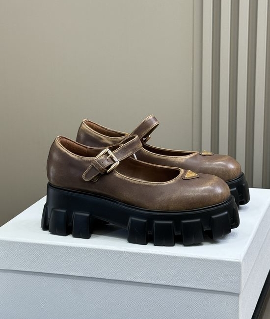 Prada Sweet Leather Mary Jane Shoes With Lightweight Chunky Sole