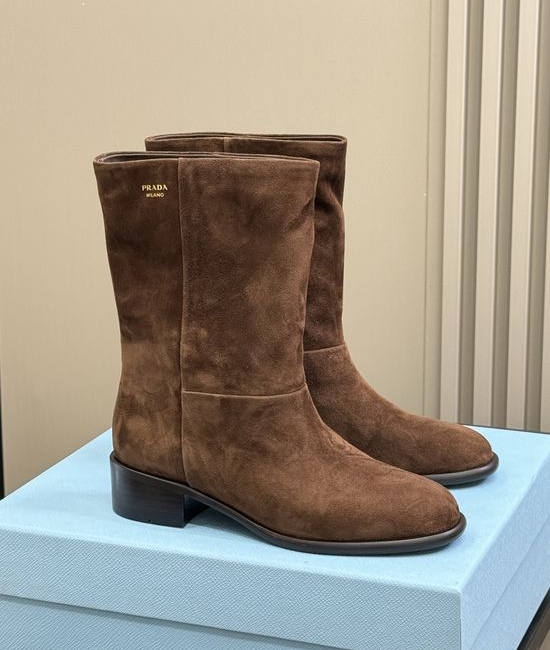 Prada Soft Suede Ankle Boots With Durable Non-Slip Sole