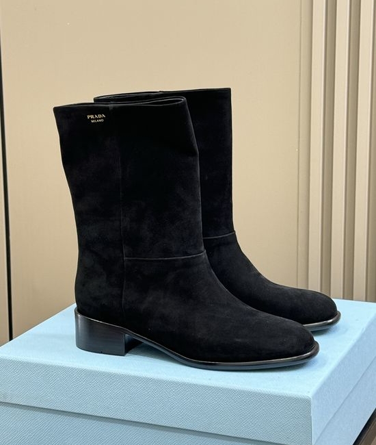 Prada Soft Suede Ankle Boots With Durable Non-Slip Sole