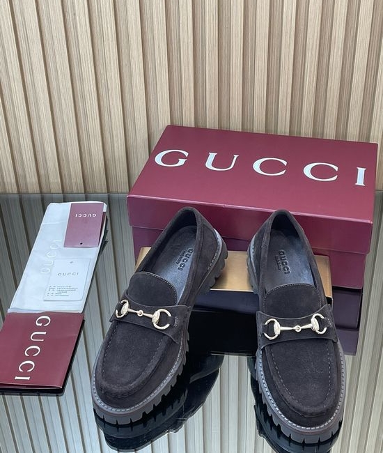 Gucci Suede Horsebit Loafers Classic Comfortable Low Heel Shoes
