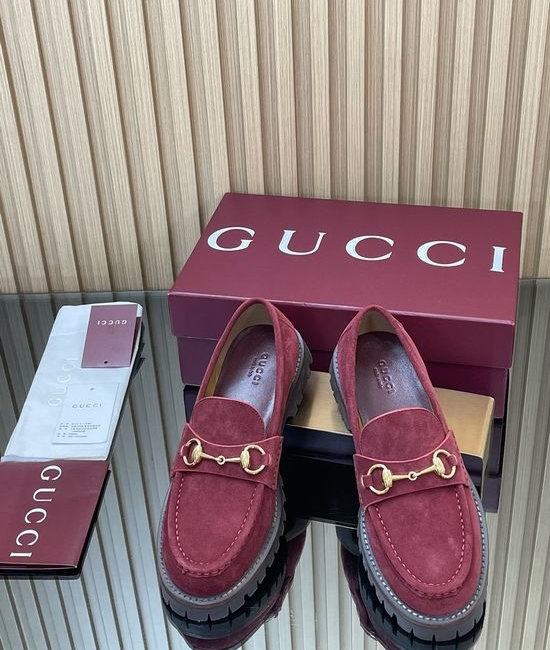 Gucci Suede Horsebit Loafers Classic Comfortable Low Heel Shoes
