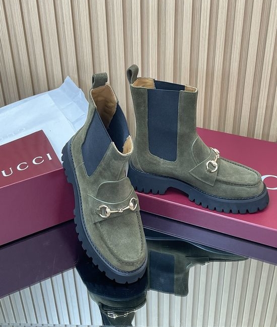 Gucci Horsebit Decor Chelsea Ankle Boots Thick Grooved Rubber Sole