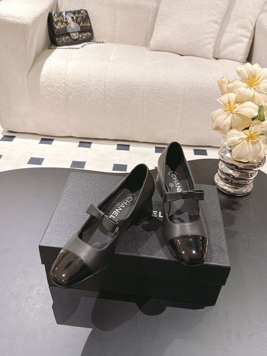 Chanel Bowknot Mary Jane Heels Genuine Leather Upper Elegant Shoes