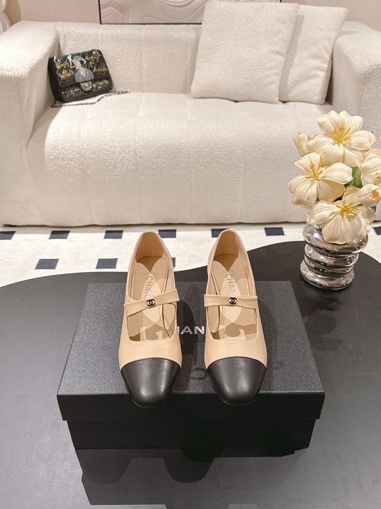 Chanel Bowknot Mary Jane Heels Genuine Leather Upper Elegant Shoes
