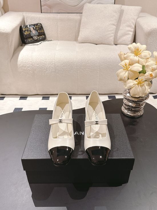 Chanel Bowknot Mary Jane Heels Genuine Leather Upper Elegant Shoes