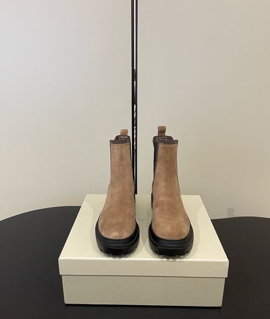 Brunello Cucinelli Elastic Chelsea Ankle Boots With Chain Decor