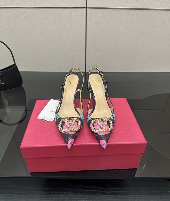 Valentino Crochet Floral High Heel Sandals Premium Leather Lined