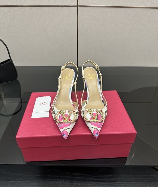 Valentino Crochet Floral High Heel Sandals Premium Leather Lined