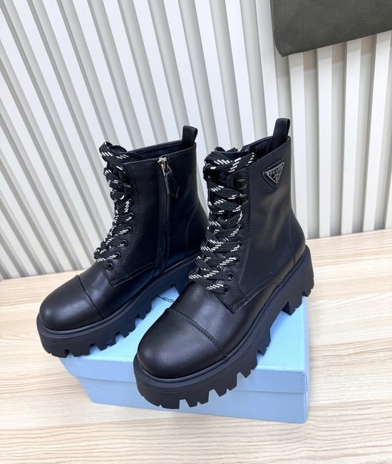 Prada Genuine Leather Thick Sole Non-slip Durable Martin Boots