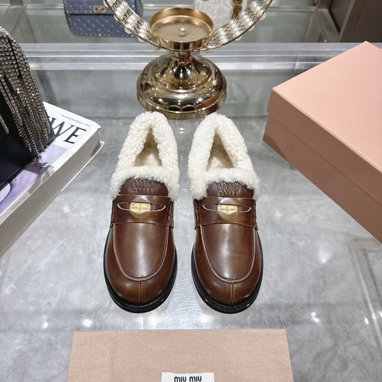 Miu Miu Classic Flat Coin Wool Loafers