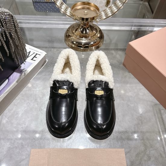 Miu Miu Classic Flat Coin Wool Loafers