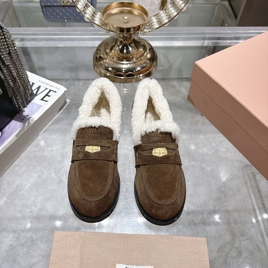 Miu Miu Classic Flat Coin Wool Loafers