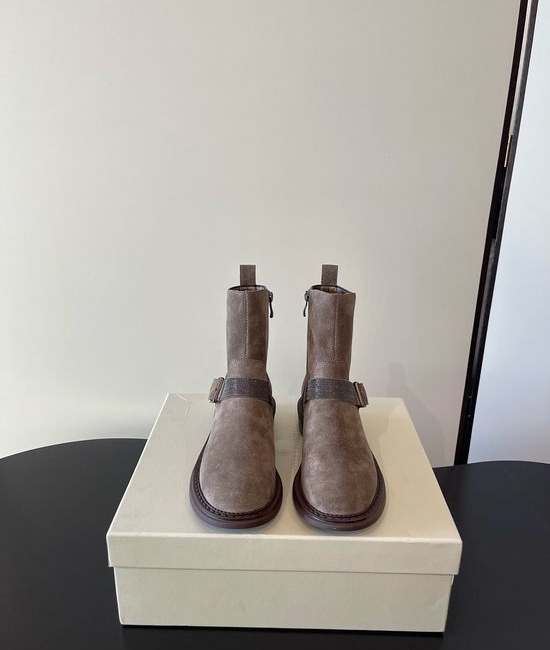 Brunello Cucinelli Elastic Chelsea Ankle Boots With Chain Decor