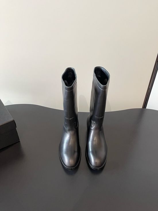 Chanel Suede Patchwork Slip-on Tall Western Boots