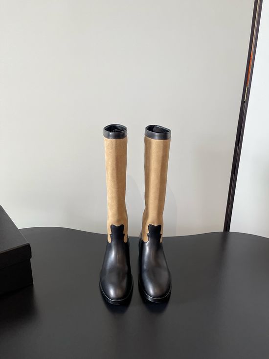 Chanel Suede Patchwork Slip-on Mid-calf Western Boots