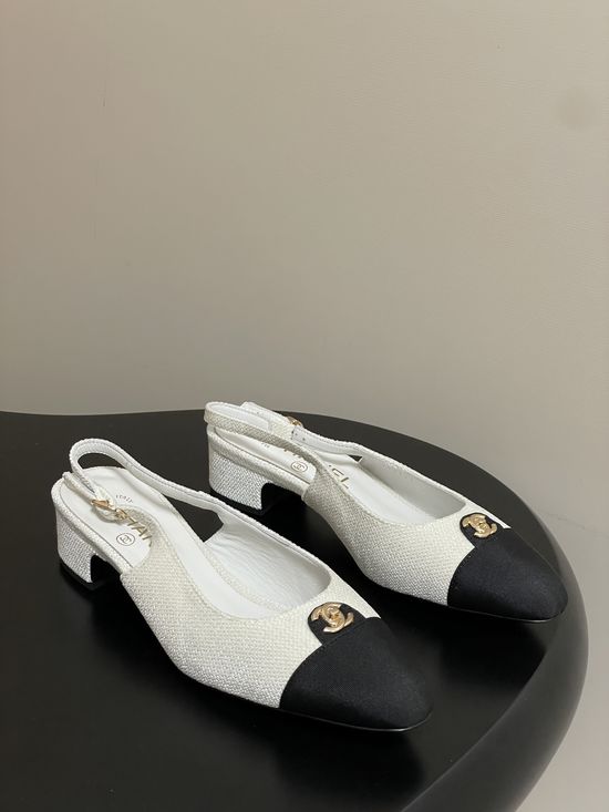Chanel Classic Colorblock Slingback Sandals with Metal Buckle