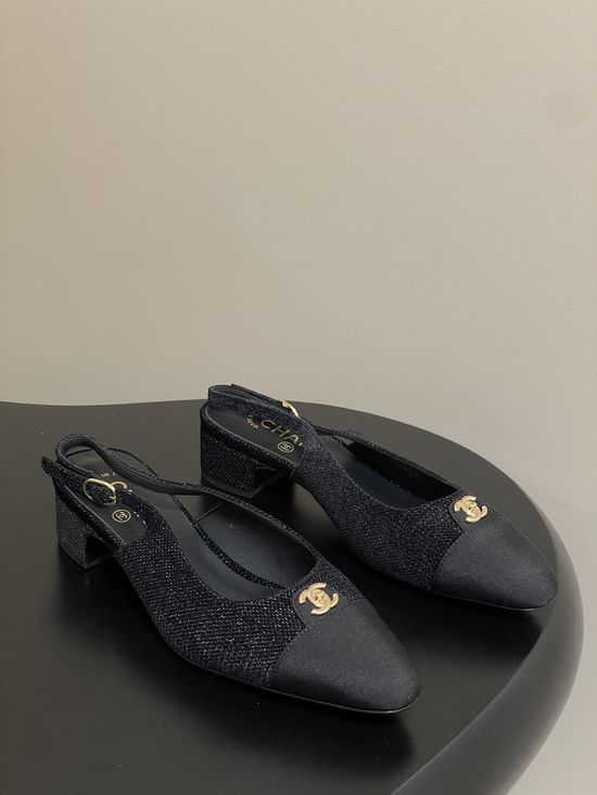 Chanel Classic Colorblock Slingback Sandals with Metal Buckle