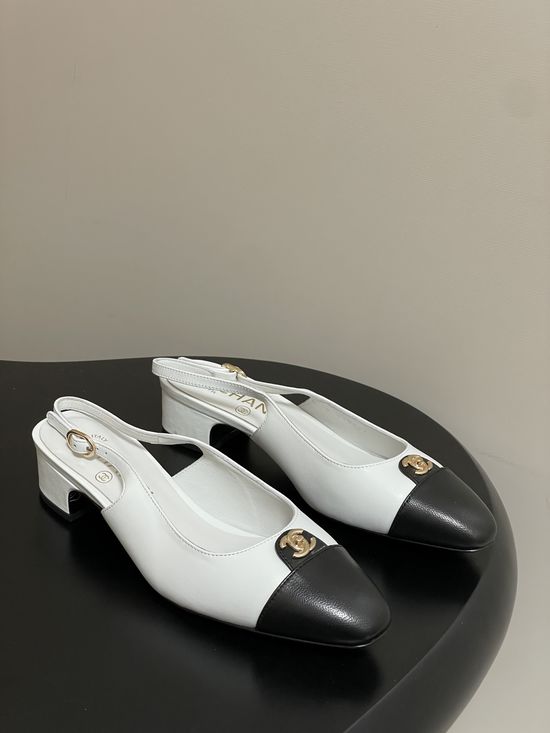 Chanel Classic Colorblock Slingback Sandals with Metal Buckle