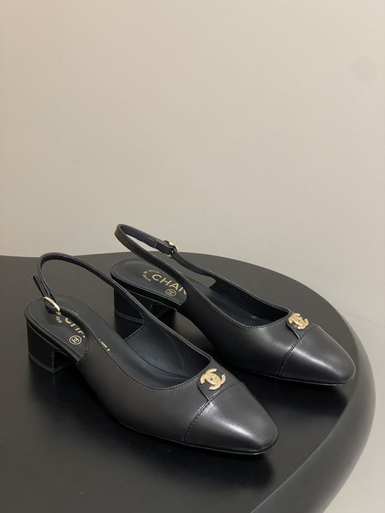 Chanel Classic Colorblock Slingback Sandals with Metal Buckle