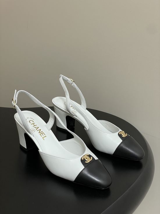 Chanel Classic Colorblock Slingback Sandals with Metal Buckle