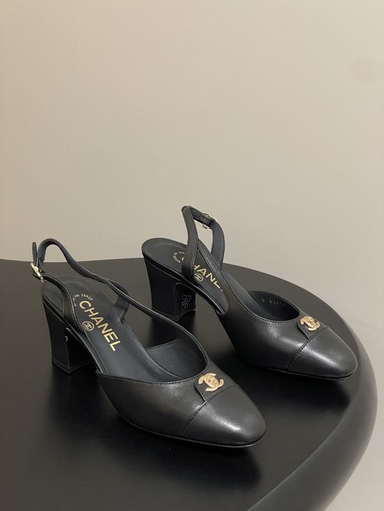 Chanel Classic Colorblock Slingback Sandals with Metal Buckle