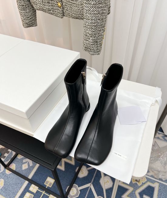The Row Designer Square Toe Sheepskin Comfortable Ankle Boots