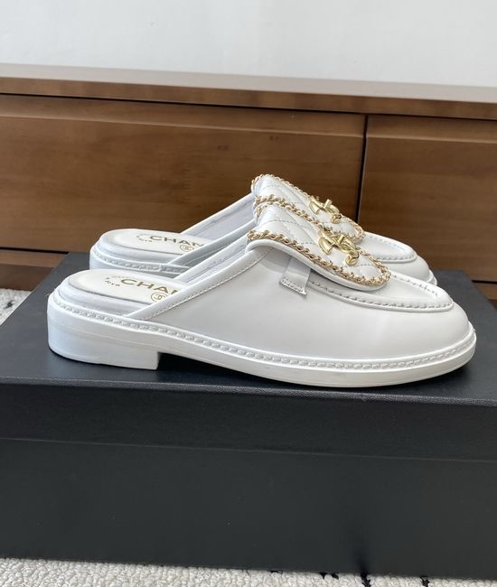 Chanel Elegant Leather Flats with Metal Buckle Premium Soft Shoes