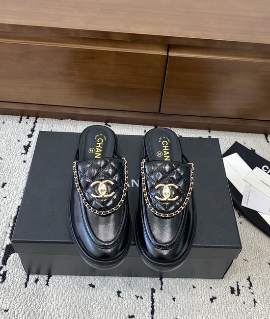Chanel Elegant Leather Flats with Metal Buckle Premium Soft Shoes