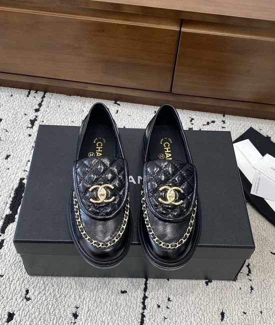 Chanel Premium Leather Flats with Metal Buckle Sole