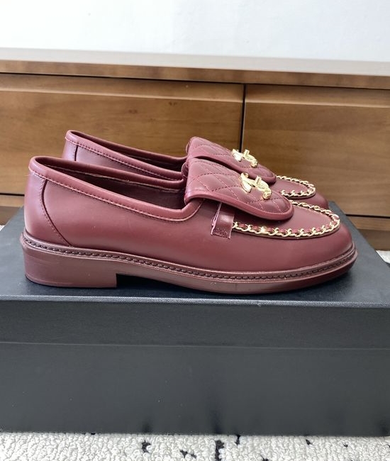 Chanel Premium Leather Flats with Metal Buckle Sole