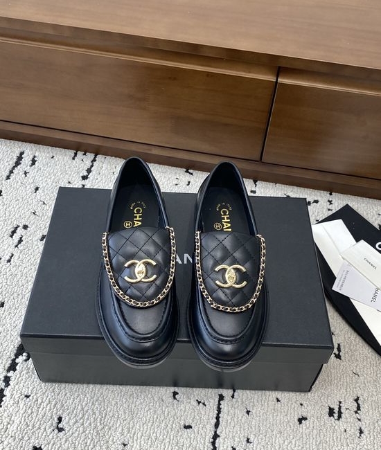 Chanel Premium Leather Flats with Metal Buckle Sole
